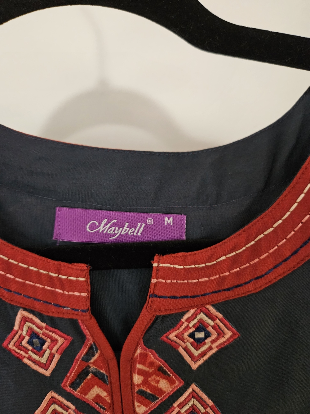 OPUS Black Cotton Top with Red Trim